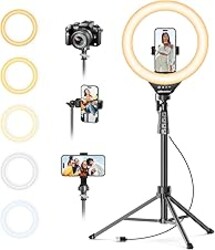 UBeesize 12'' LED Ring Light with 62'' Tripod Stand, Selfie Ring Light for Video Recording, Live Streaming, TikTok & YouTube, Compatible with iPhone & Android (Black)
