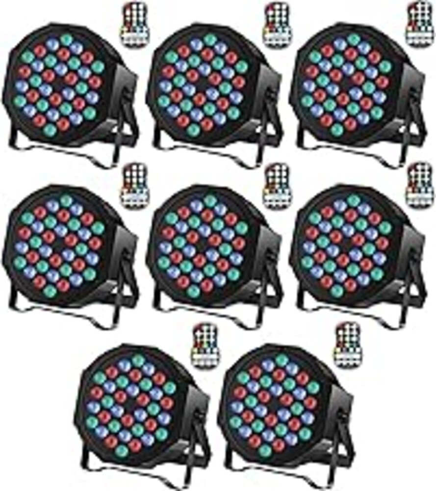 Rechargeable Stage Par Lights U`King RGB 36 LED Uplights Battery Powered with RGB 36W DJ Uplights Sound Activated Remote Control for Wedding DJ Disco Events Halloween Church Live Party- 8 Pack