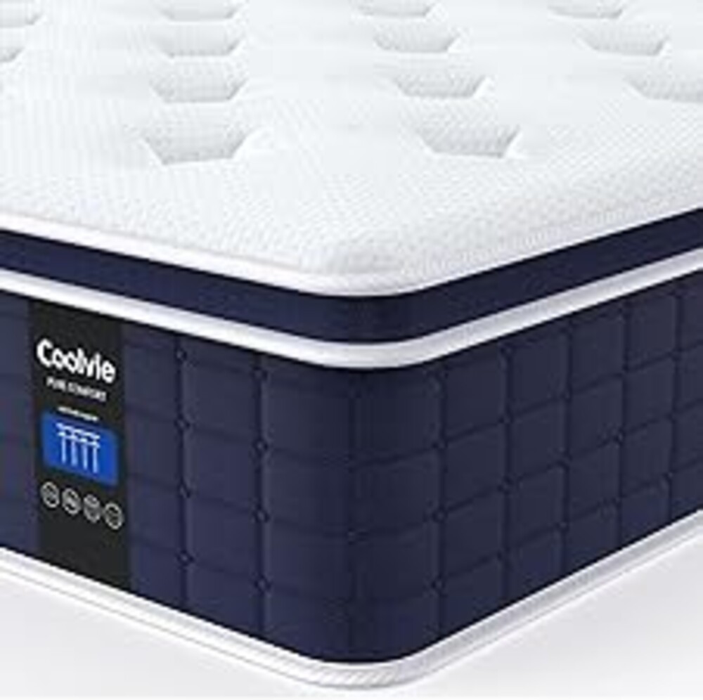 Coolvie 12 Inch Twin XL Mattress, Hybrid XL Twin Mattress in a Box, Medium Firm Feel, 3 Layer Premium Foam with Pocket Springs for Motion Isolation and Pressure Relieving, 100-Night Trial
