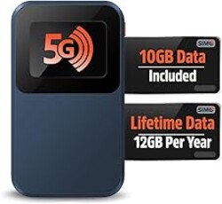 Solis Edge – 5G Hotspot Device, Bundle Includes Lifetime Data (12GB Per Year) and 10GB Global Data, WiFi in 140+ Countries, Access 300+ Mobile Carriers, Portable Internet by SIMO