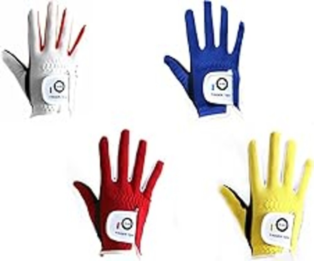 FINGER TEN Golf Gloves Junior Kids Youth Toddler Boys Girls Left Hand Right Hand Dura Feel White Blue Red Yellow Golf Glove Extra Value 2 Pack Age 4-11 Years Old