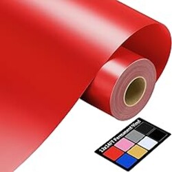 12" x 14FT Red Vinyl - Glossy Red Permanent Vinyl with PET Backing [Easier Weed Never Residue], Permanent Adhesive for Cutting Machine, Party Decoration, Car Decal, Signs, Scrapbooking