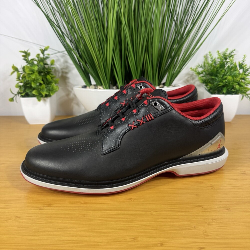 Nike Air Jordan ADG 5 NBY Leather Black Red Mens Golf Shoes FQ6642-001 Size 10.5