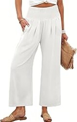 ANRABESS Womens Pants Wide Leg High Waisted Palazzo Pants Summer Flowy Beach Lounge Casual Trousers with Pockets