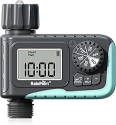 RAINPOINT Sprinkler Timer, Programmable Water Timer for Garden Hose, Outdoor Soaker Hose Timed with Rain Delay/Manual/Automatic Watering System, Digital Irrigation for Yard, Lawn, 1 Outlet