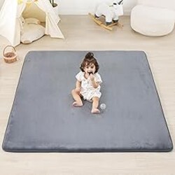 PAPAMAT 1.3" Thick Baby Floor Play Mat 50x50, Basic Padded Foam Mat for Tummy Time Crawling, Non Slip Cushioned for Babies Toddlers Infants Kids (Dark Grey)
