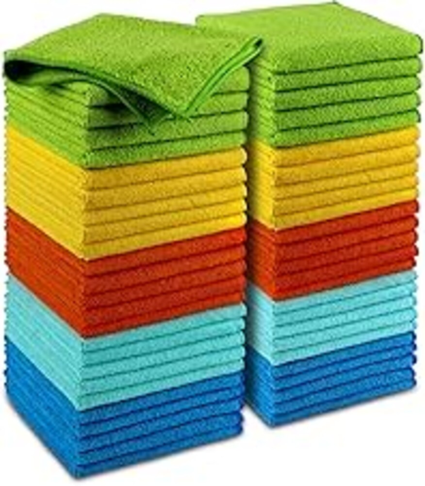 AIDEA Microfiber Cleaning Cloth, 50PK, Microfiber Towels for Cars, Premium Wash Cloths, Dusting Cloth Cleaning Rags, Absorbent Towels for SUVs, House, Kitchen, Window, Cleaning Supplies12×12"