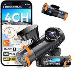 Vantrue N5S 4 Channel 360 Degree 2.7K Dash Cam, 4CH STARVIS 2 Night Vision, 2.7K+1080P*2+1440P Front Rear Inside Dashcam, 24/7 Buffered Parking Mode, WiFi, Voice Control, Dual GPS, Support 1TB Max