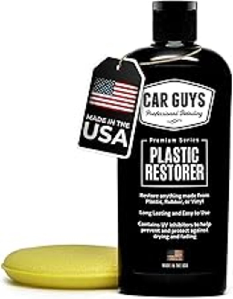 CAR GUYS Plastic Restorer | Bring Plastic, Rubber, and Vinyl Back to Life! | User Friendly Trim Restorer | Safe Auto Detailing Supplies | 8 Oz Kit with Foam Applicator