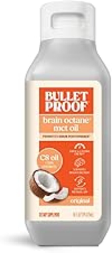 Bulletproof Brain Octane C8 MCT Oil, 16 oz – 100% Pure Coconut Oil, Triple-Distilled Keto Energy Supplement for Coffee & Smoothies, Unflavored, No Additives or Fillers, Non-GMO