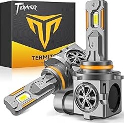 Termitor Latest 9005/HB3 Light Bulbs, 50,000LM 900% Ultra Brightness, 1:1 Halogen Size, 6500K Cool White, 10-Year Long Service Life Fog Light with Cooling Fan, Plug and Play, Pack of 2