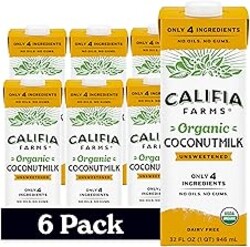 Califia Farms - Organic Coconut Milk, 32 oz (6 pack), Dairy Free, Vegan, Plant Based, Vegan, Gluten Free, Non GMO, USDA Organic