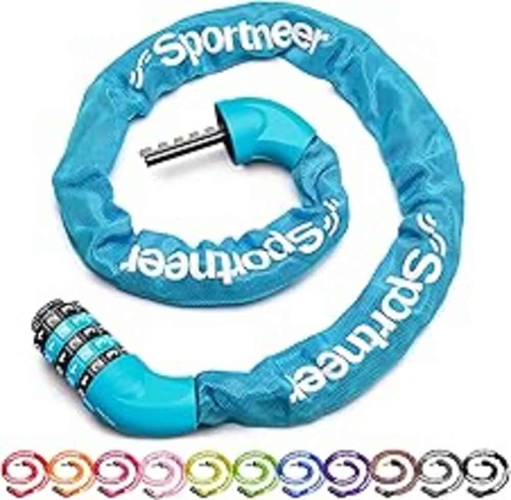 Sportneer Bike Lock: 5 Digit Combination High Security Anti Theft Bike Chain Lock - 3.2/3.6/4ft Heavy Duty Keyless Bicycle Lock for Bike, Motorcycle, Scooter, Door & Gate - 4/6mm Thick, Easy to Use