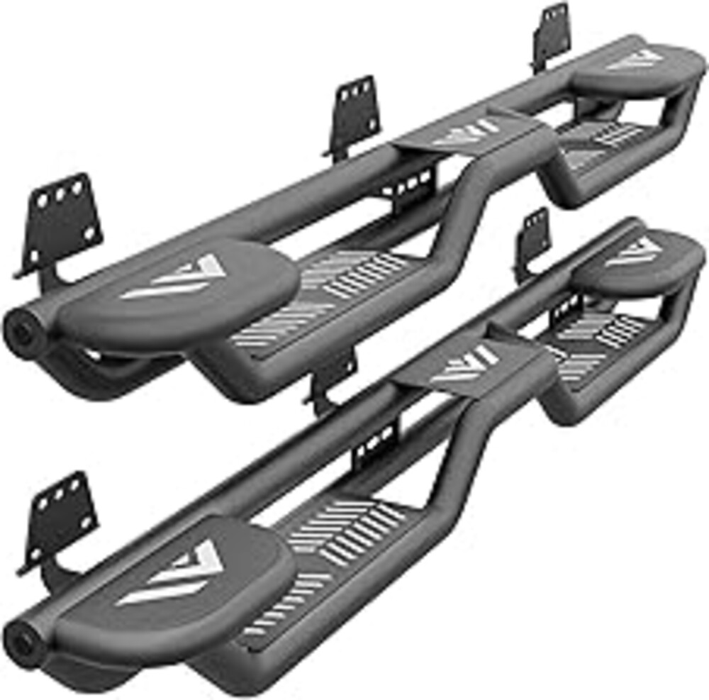 YZONA Three Raised Steps Running Boards Side Steps Compatible with 2019-2026 Dodge Ram 1500 Crew Cab New Body Design, Bolt-on Nerf Bar Step Bars, Heavy-Duty Steel Two Stairs Design (Black)