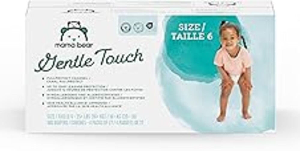 Amazon Brand - Mama Bear Gentle Touch Diapers, Size 6, 108 Count (4 packs of 27)