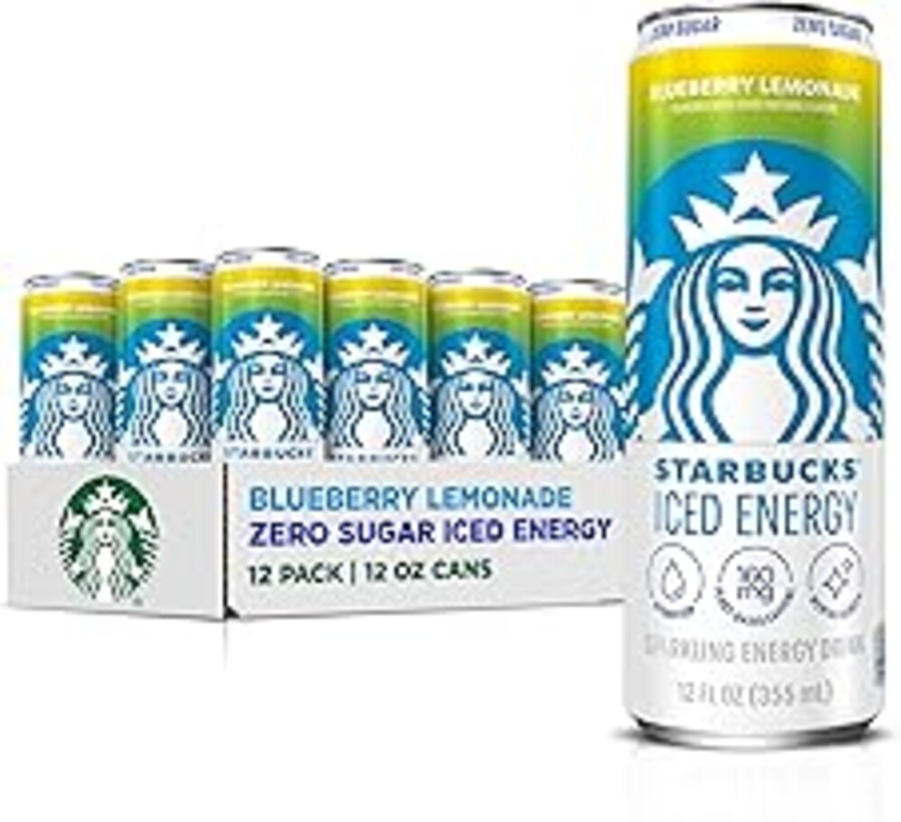 Starbucks Iced Energy Drink, Blueberry Lemonade, Zero Sugar Energy Drink, Plant Based Caffeine, Hydration, Mental Clarity, 12 Fl Oz Cans (Pack of 12)