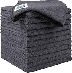 HOMEXCEL Microfiber Cleaning Cloth 12 Pack, 12.5 x 12.5 inch Microfiber Towels for Cars, Ultra Absorbent Washing Cloth, Lint Free Streak Free Cleaning Rags for Car, Kitchen, and Window (Grey)