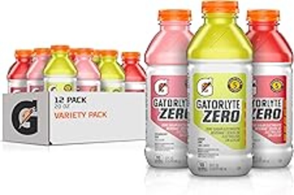 Gatorlyte Zero Rehydration Electrolyte Drink, 3 Flavor Variety Pack, Specialized Blend of 5 Electrolytes, Zero Sugar, No Artificial Sweeteners or Artificial Flavors, 20 fl oz Bottles (12 Pack)