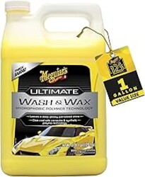Meguiar's Ultimate Wash and Wax, Car Wash Soap and Wax Cleans & Shines in One Step, Shine & Protect with an Enhanced pH Balanced Car Paint Cleaner, 1 Gallon