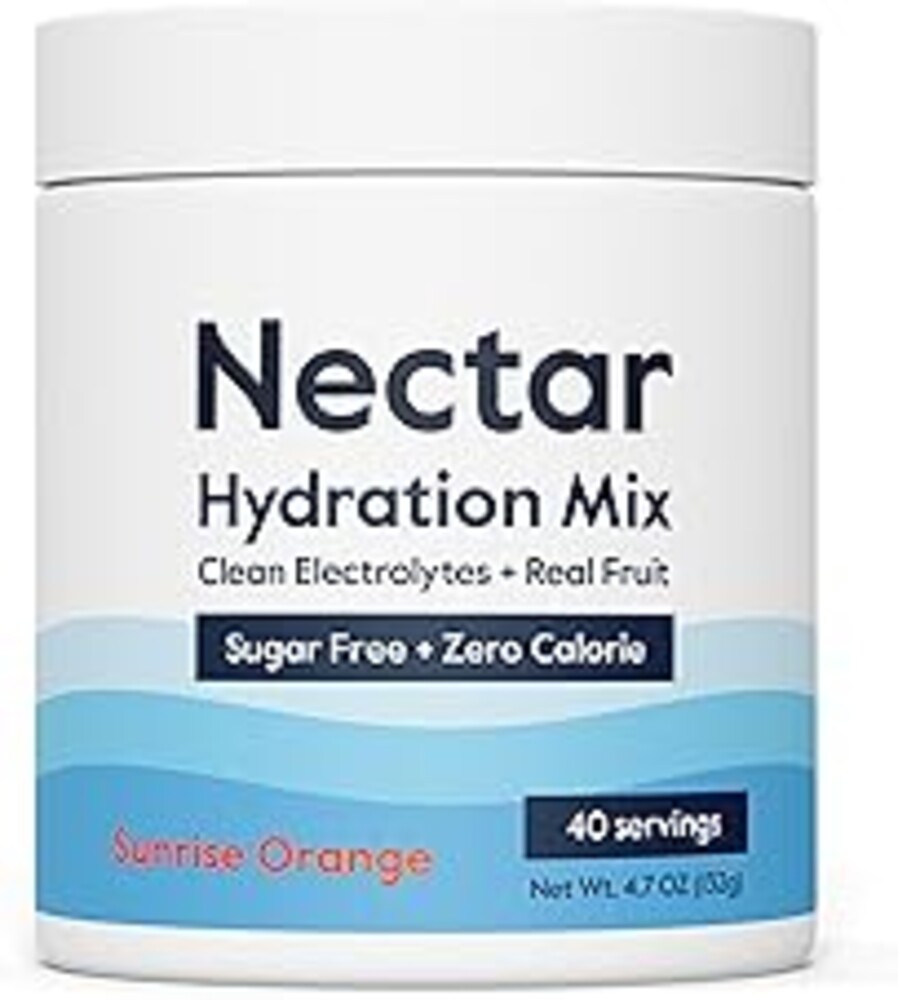 Nectar Sugar Free Electrolytes Powder - Organic Fruit No Sugar or Calories - Hydration Powder for Dehydration Relief and Rapid Rehydration - Keto and Paleo (Orange 40 Serving Tub)