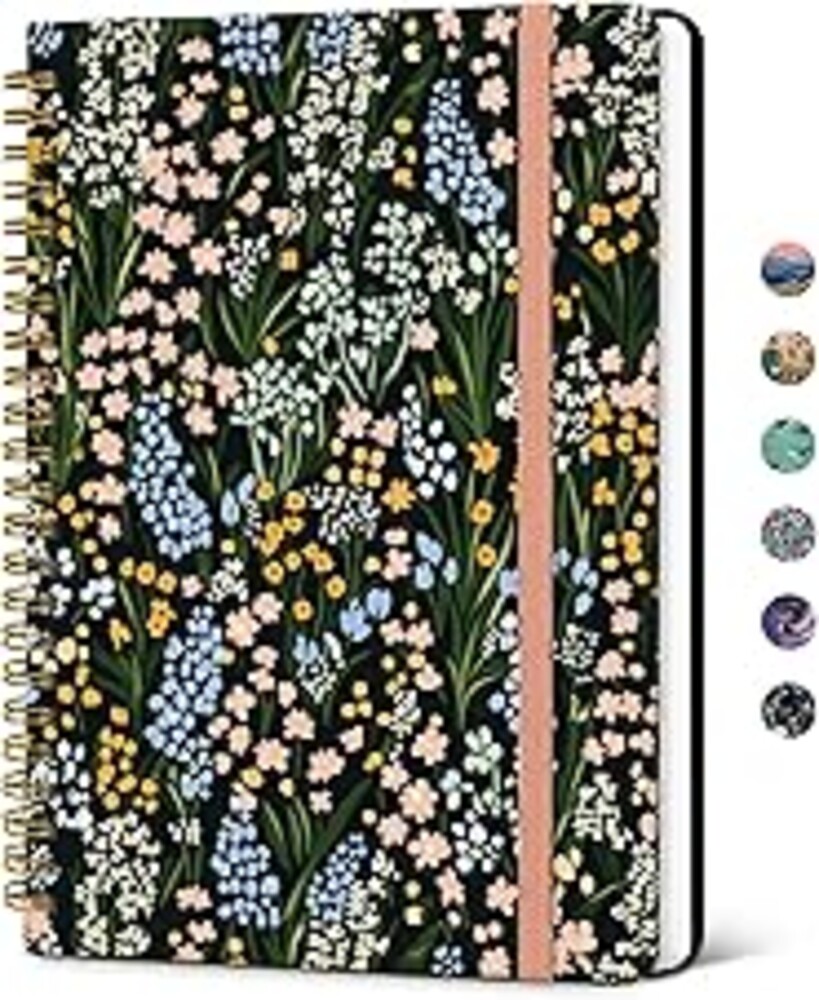 Taja Spiral Lined Journal for Women, Notebook for Work with Pretty Cover, 140 College Ruled Pages, Hardcover Notebook for Journaling, Note Taking, Bible Study, Spring Scatter