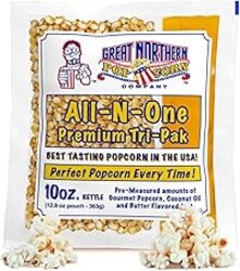 10oz Popcorn Machine Popcorn Packets - All-in-One Movie Theater Style Popcorn Kernels, Salt, and Oil Packs by Great Northern Popcorn (24 Case)