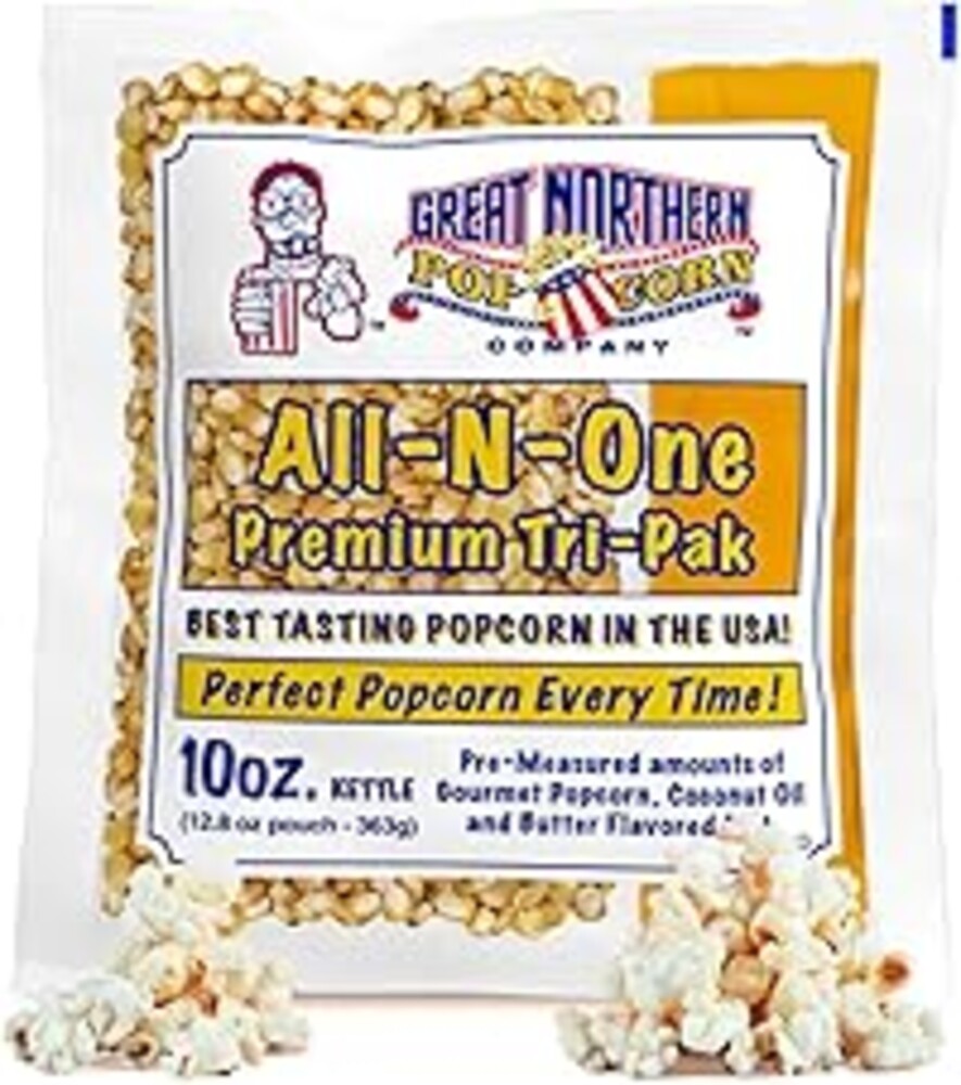 10oz Popcorn Machine Popcorn Packets - All-in-One Movie Theater Style Popcorn Kernels, Salt, and Oil Packs by Great Northern Popcorn (24 Case)
