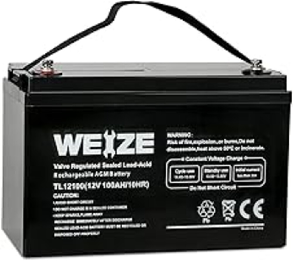 Weize Deep Cycle AGM 12 Volt 100Ah Battery, Maintenance-Free, 3% Self-Discharge Rate, 1150A Max Discharge Current, Perfect for RV, Solar, Trolling Motor, Wind, Marine, Camping and Off-Grid System
