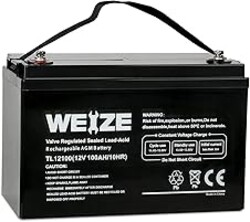 Weize Deep Cycle AGM 12 Volt 100Ah Battery, Maintenance-Free, 3% Self-Discharge Rate, 1150A Max Discharge Current, Perfect for RV, Solar, Trolling Motor, Wind, Marine, Camping and Off-Grid System