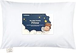 Toddler Pillow with Pillowcase - 13x18 My Little Dreamy Kids Travel Bed Pillows for Sleeping, Organic Cotton Small Pillowcase, Soft & Breathable, Machine Washable, Toddlers 2-5 Years Old (Soft White)