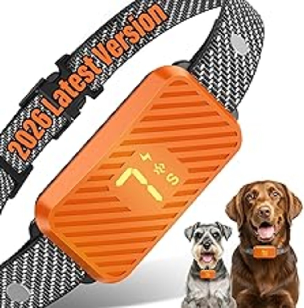 Dog Bark Collar for Large Medium Small Dogs, Effective No-Bark Collar, Smart Barking Collar, Rechargeable Bark Collar with 7-Level Sensitivity, 3 B & V Modes, Waterproof, Neon Orange