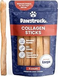 Pawstruck Natural Large 12" Beef Collagen Sticks for Dogs – Long-Lasting Rawhide Alternative, High Protein Treats with Chondroitin & Glucosamine – 5 Pack