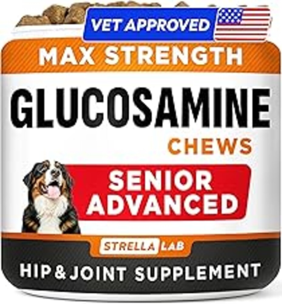 Senior Advanced Glucosamine Chondroitin Joint Supplement for Dogs - Hip & Joint Pain Relief Pills - Large & Small Breed - Hip Joint Chews Canine Joint Health - Chews Older Dogs - Bacon Flavor-120Ct