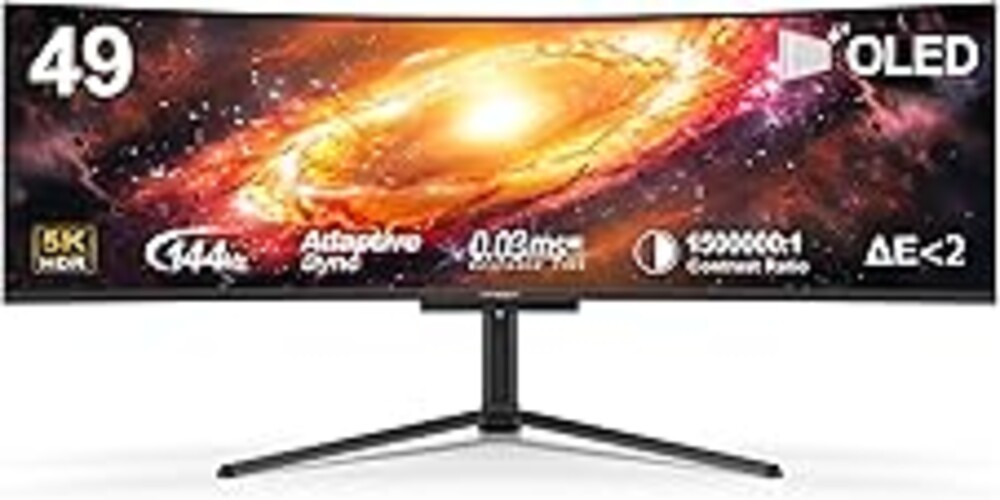 INNOCN 49" OLED Ultrawide Curved Monitor 5K2K 5120 x 1440p 144Hz, 0.03ms, Computer Monitor for AI PC, USB Type C 90W, HDMI 2.1, DisplayPort, USB Hub, Speakers, Adaptive-Sync, Adjustable Stand, Black