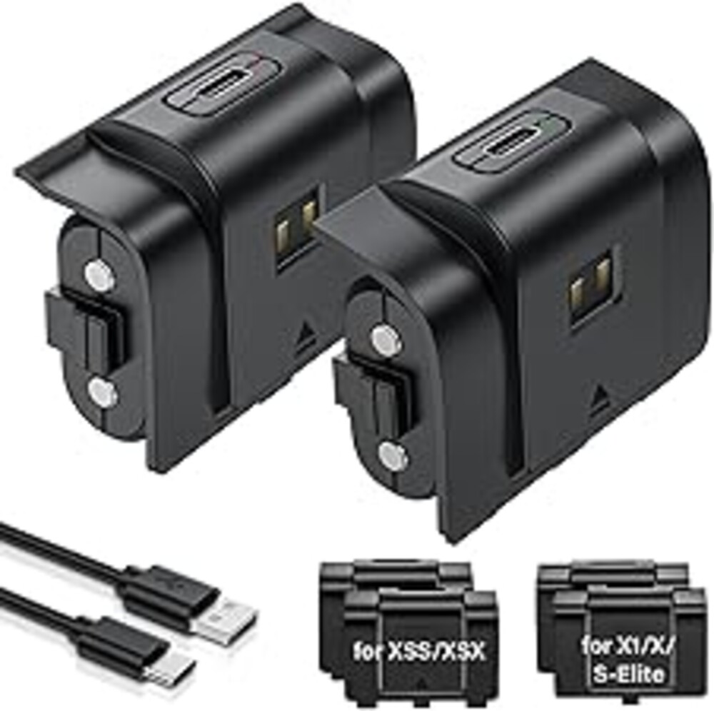 Rechargeable Controller Battery Pack for Xbox,2x4800mWh(2000mAh) Batteries Pack with USB-C Charging Cable for Xbox Series S|X/Xbox One S/One X/One Elite Remote Play and Charge Kit with 4 Cover(2 Pack)