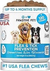 Chewable Flea and Tick Prevention for Dogs - 120 Soft Chews Made in USA - Oral Flea and Tick Control Pills for Small, Medium, Large Dogs and Puppies - Skin and Coat Supplement Treats for All Breeds