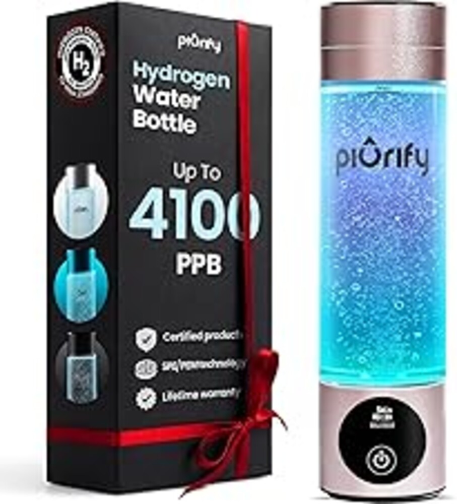 PIURIFY Hydrogen Water Bottle Generator - Up to 4100+ PPB Molecular Hydrogen Infusion - SPE/PEM Technology - Certified H2 Generator - Rechargeable - Extended Warranty - 10 oz (Pink)