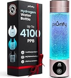 PIURIFY Hydrogen Water Bottle Generator - Up to 4100+ PPB Molecular Hydrogen Infusion - SPE/PEM Technology - Certified H2 Generator - Rechargeable - Extended Warranty - 10 oz (Pink)
