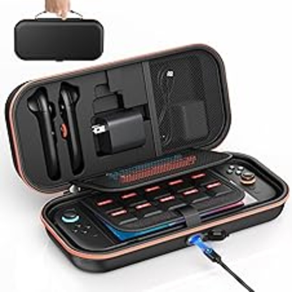 Auarte [Charge inside] Carrying Case for Nintendo Switch 2 2025 / Switch OLED / Switch with Adapter and for Joy Cons Storage, Travel Case for Switch 2 Console with 22 Game Card Storage