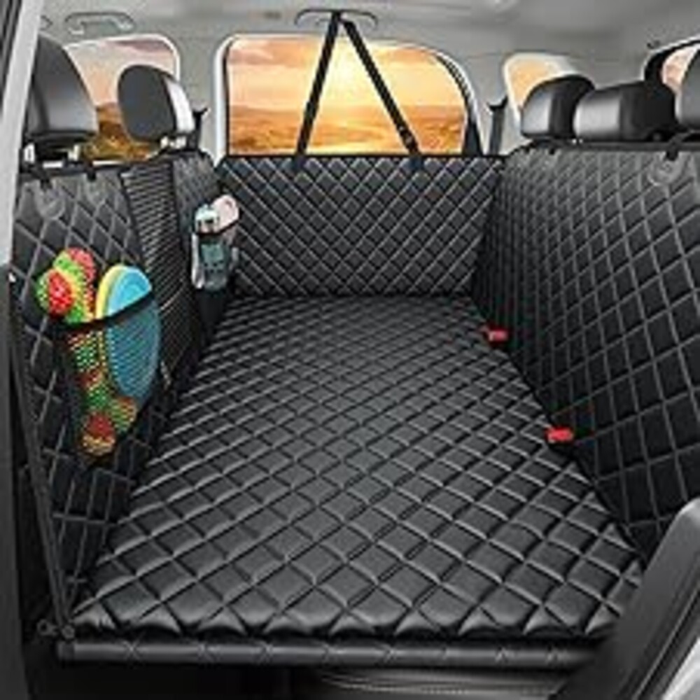 URPOWER 2026 Upgraded Back Seat Extender for Dogs - Large Hard Bottom Dog Car Seat Cover Holds 550lbs, Waterproof Dog Hammock Pet Bed with High-Density Foam Non-Slip Backseat Protector