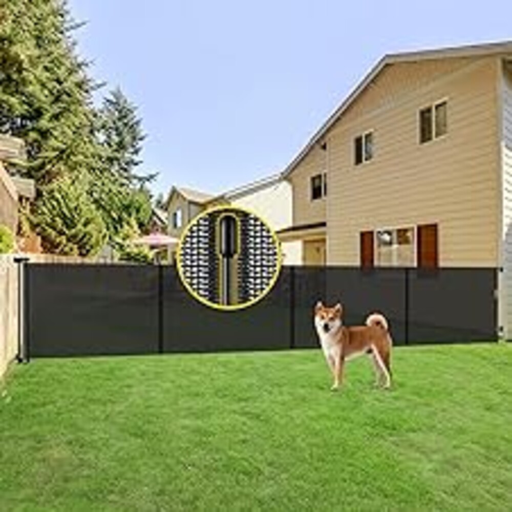 Reinforced 42” Tall x 200” Extra Wide Retractable Baby Gates, Extra Long Pet Gate with Support Rods, Outdoor Dog Gate for Wide Openings Large Baby Gates for Dogs Outdoor Gates for Decks, Black