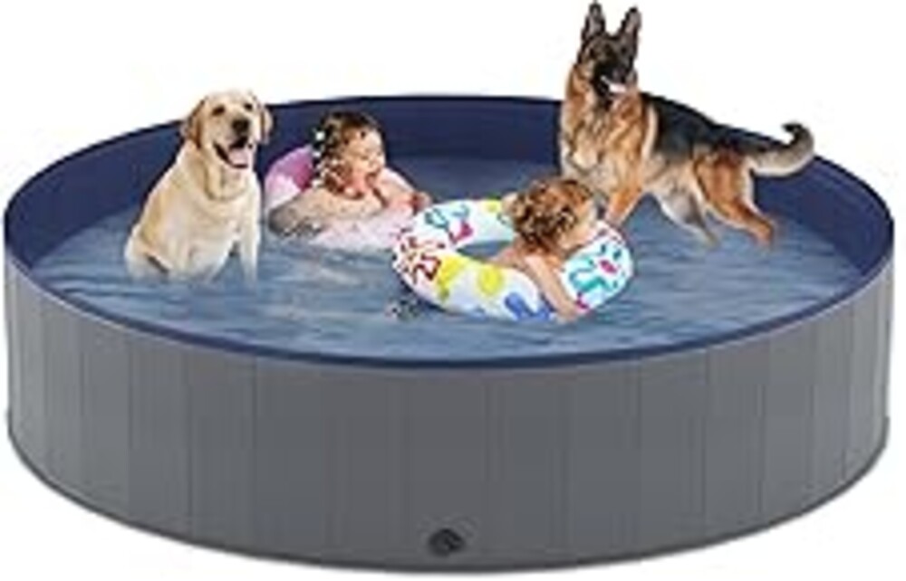 Niubya Foldable Dog Pool, Collapsible Hard Plastic Dog Swimming Pool, Portable Bath Tub for Pets Dogs and Cats, Pet Wading Pool for Indoor and Outdoor, 80 x 12 Inches