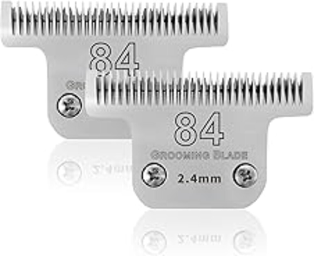 2 Pack T84# Detachable Pet Dog Grooming Stainless Steel Blades,Compatible with Andis/Oster A5/Wahl KM10 Series Dog Clippers,Cut Length 3/32"(2.4mm)