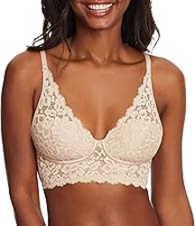 Maidenform Women's Lace Bralette, Padded Longline Bralettes, Convertible Wireless Bras for Women (Plus
