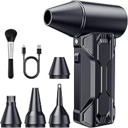 Compressed Air Duster, 110000 RPM High-Speed Electric Air Duster with Brushless Motor, 3-Speed Settings, Rechargeable Cordless Dust Blower with Fast Charging for PC, Keyboard, Car, Home (Black)