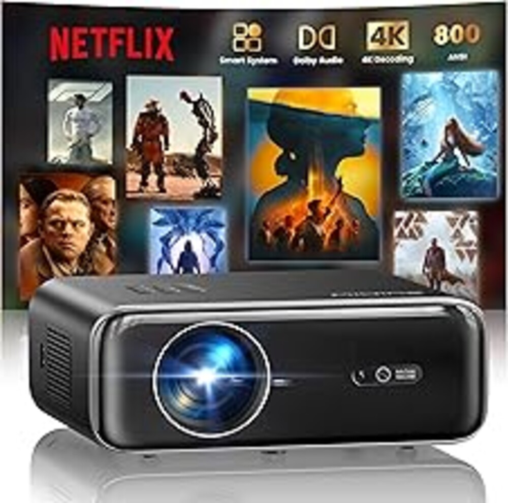 [Built-in Official Apps/4K Support] Smart Outdoor Projector with WiFi and Bluetooth, 800ANSI Movie Projector, DoIby Audio with Dual Speaker, Auto Focus w/ YouTube&PrimeVideo Proyector, Upgrad P62 Pro