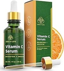 Tree of Life Beauty Vitamin C Skin Care Set, Skin Brightening Face Oil for Dark and Age Spots, Facial Serums for Dry and Sensitive Skin with Hyaluronic Acid & Vitamin E for Soft Smooth Skin, 1 Fl Oz