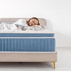 Queen Mattress - 12 inch Hybrid Mattress Queen Size in a Box, Memory Foam Mattress with Pocket Springs, Medium Firm, Pressure Relief & Motion Isolation, CertiPUR US Certified, 100 Nights Trial