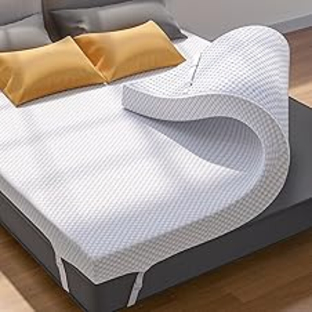 PERLECARE 3 Inch Gel Memory Foam Mattress Topper for Pressure Relief, Premium Soft Cooling Sleep, Non-Slip Design with Removable & Washable Cover, Queen