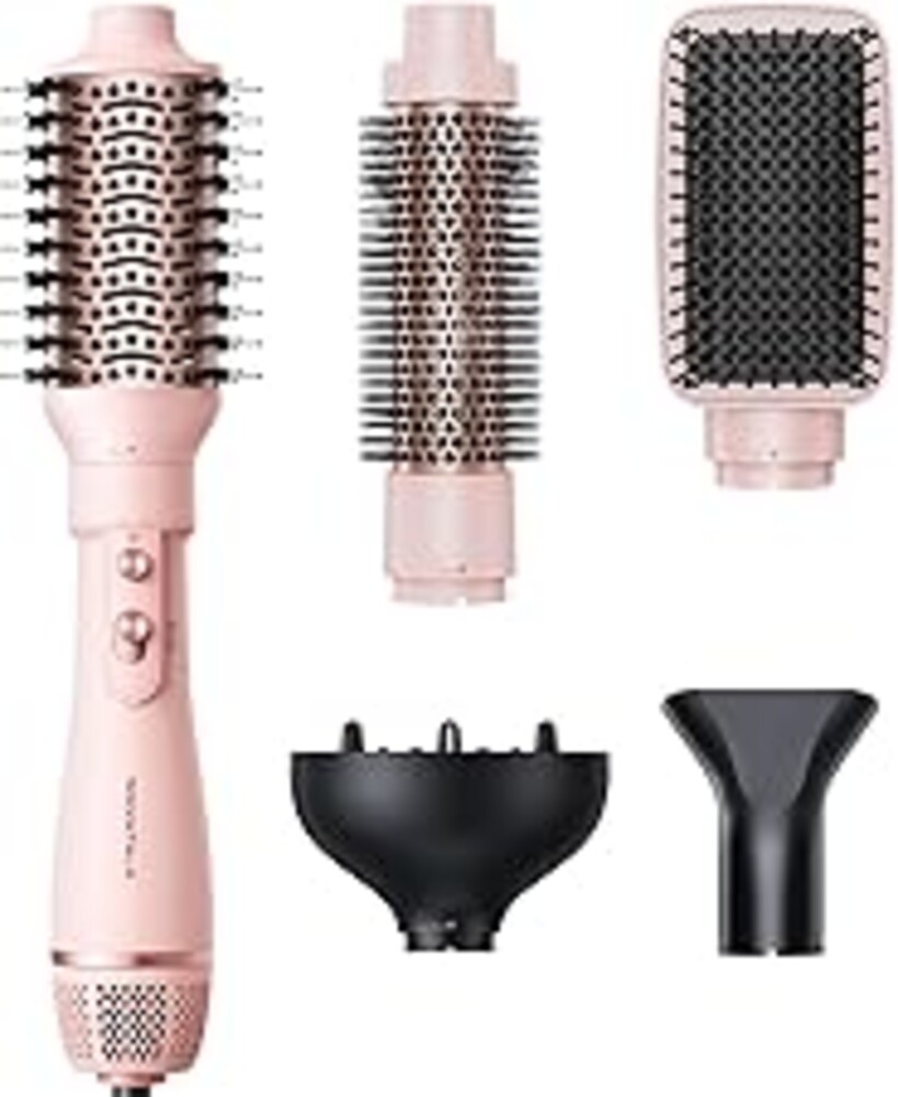 Blow Dryer Brush Set, Wavytalk Air Sculpt 5-in-1 Hot Air Brush Set, Multi Hair Styler for Salon Blowouts, Smooth Curls, Volumizing and Straightening, Sleek and Less Frizz, Pink
